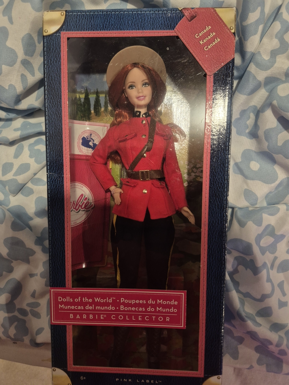 Barbie Travel-Themed Collector Box – Pink, Blue & Gold Accents